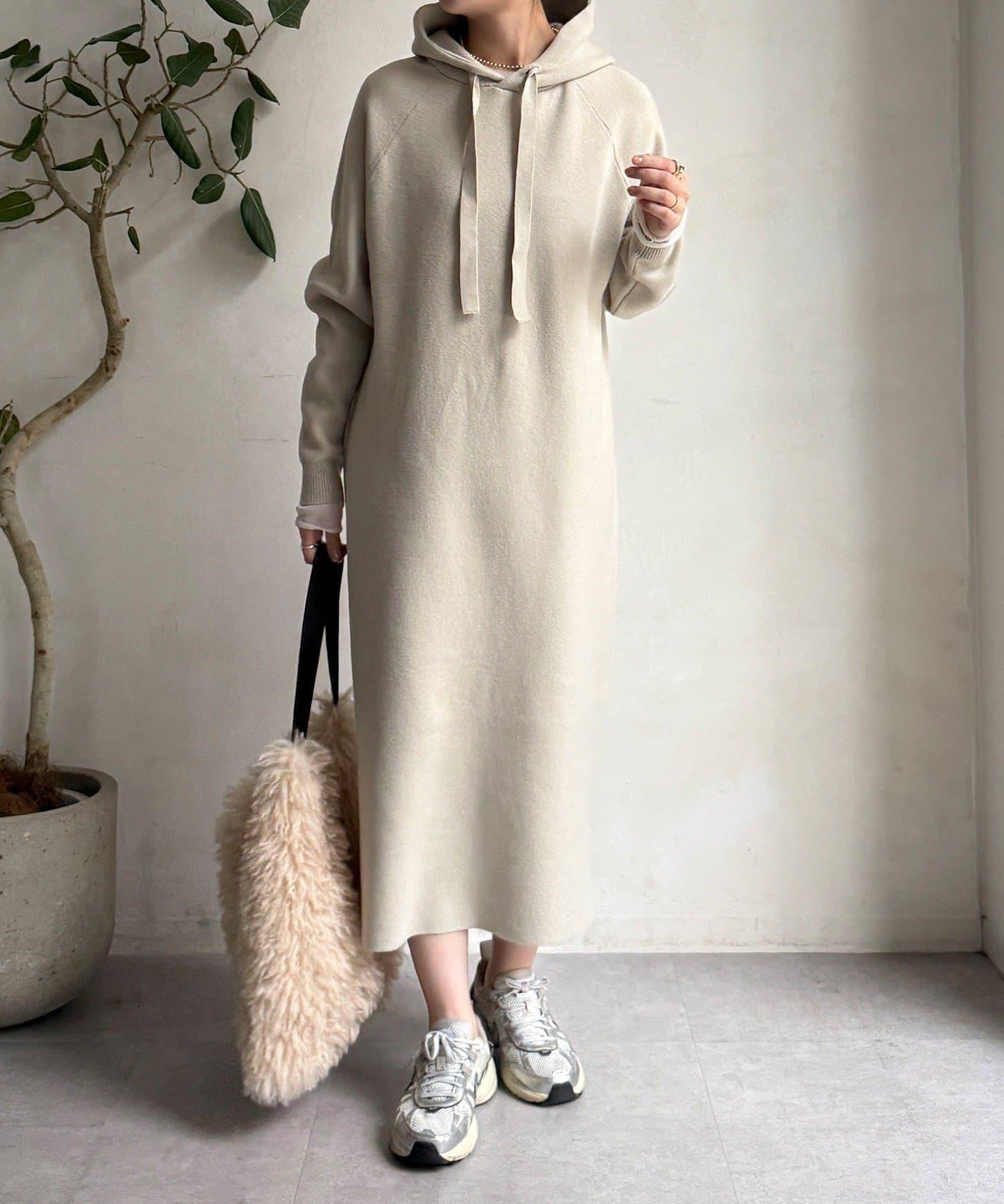 連帽針織連衣裙