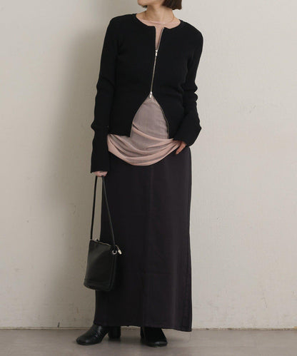 雙拉鍊羅紋開衫