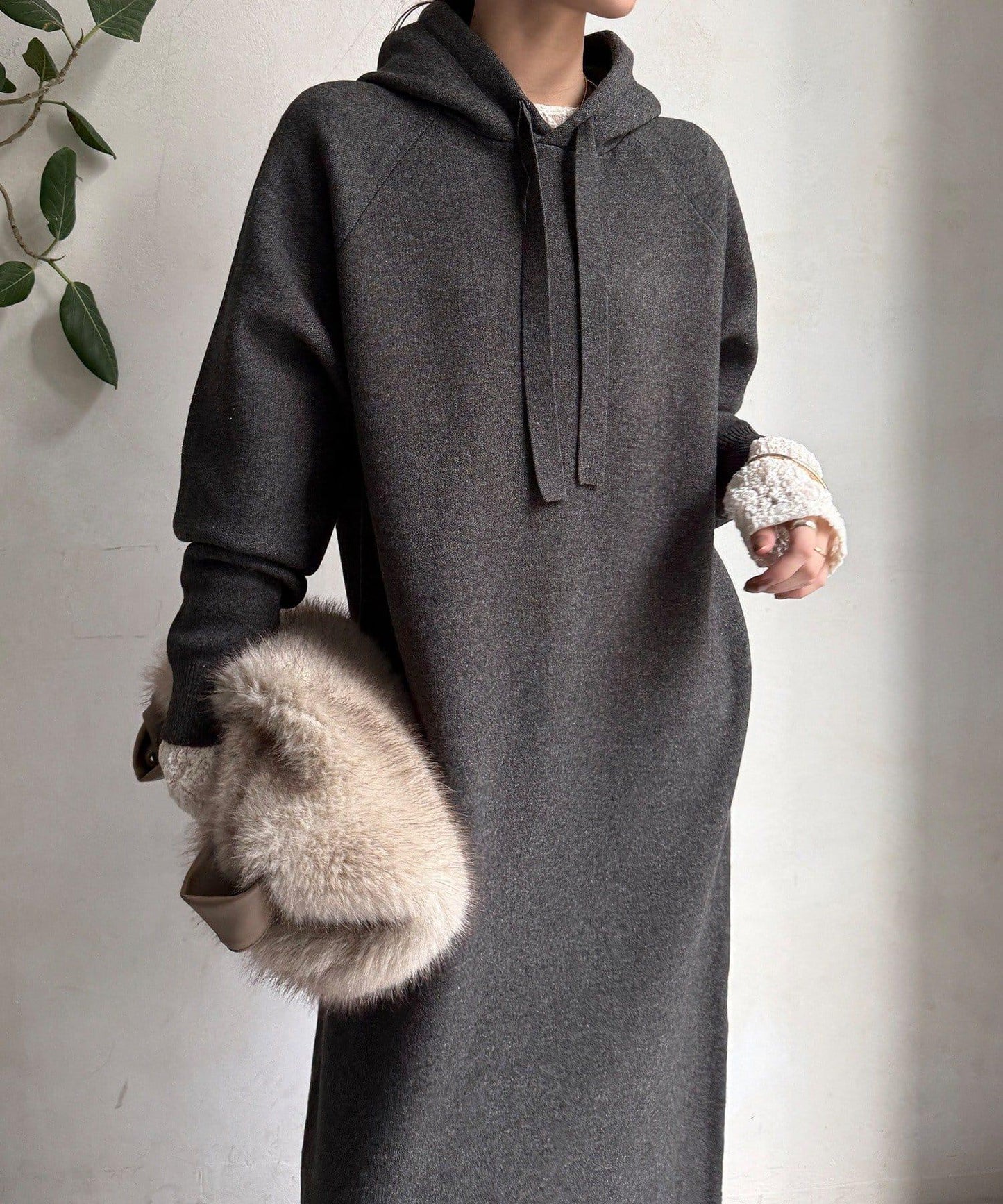 連帽針織連衣裙