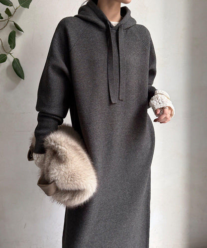 連帽針織連衣裙