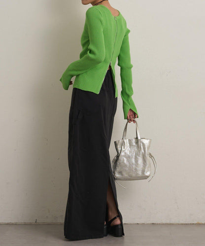 雙拉鍊羅紋開衫