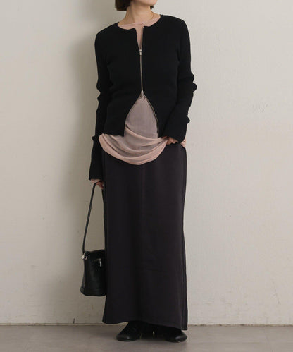 雙拉鍊羅紋開衫