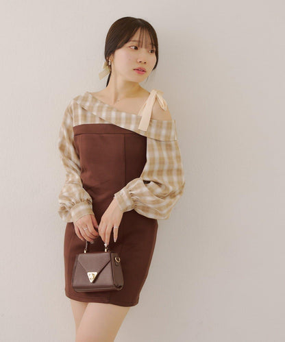 【RMAF】拼接單肩迷你連衣裙