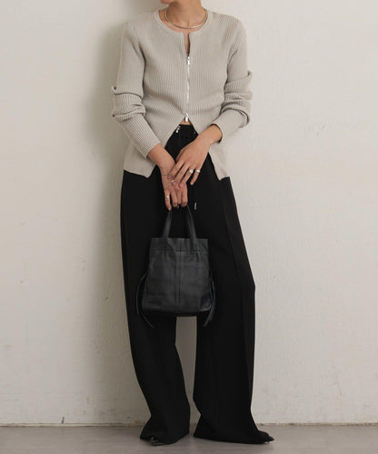 雙拉鍊羅紋開衫