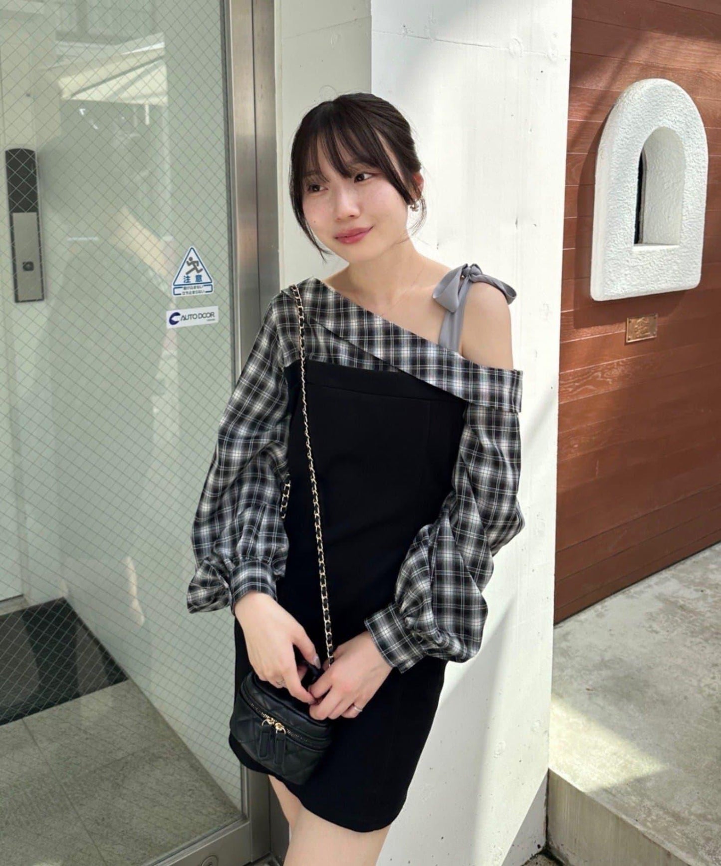 【RMAF】拼接單肩迷你連衣裙