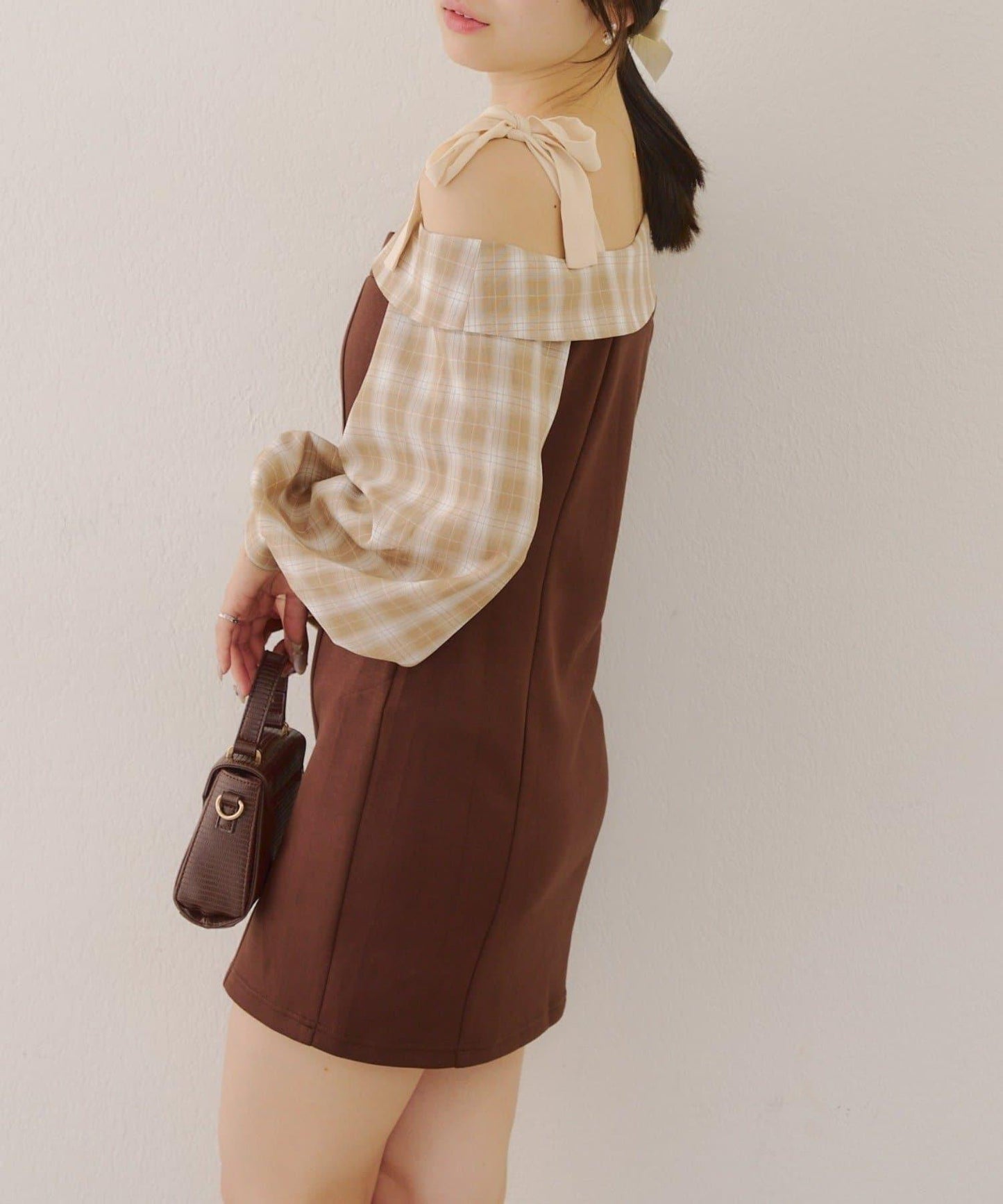 【RMAF】拼接單肩迷你連衣裙