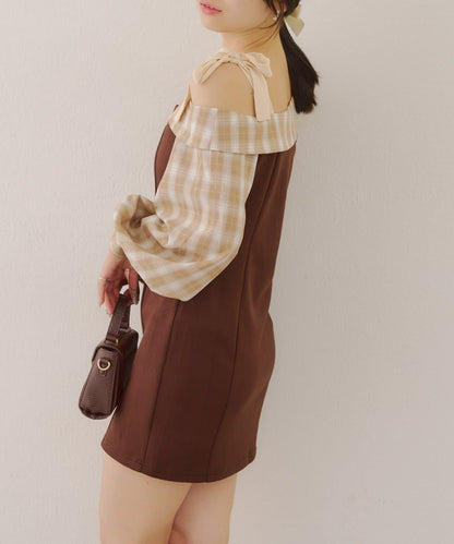 【RMAF】拼接單肩迷你連衣裙