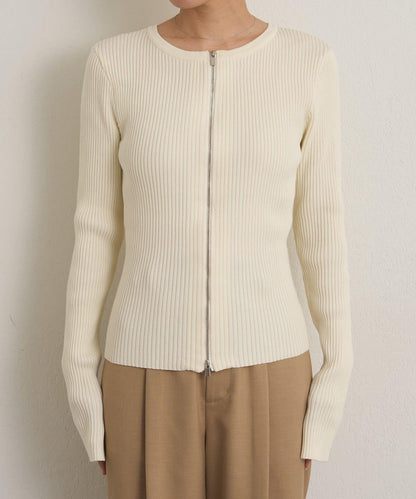 雙拉鍊羅紋開衫