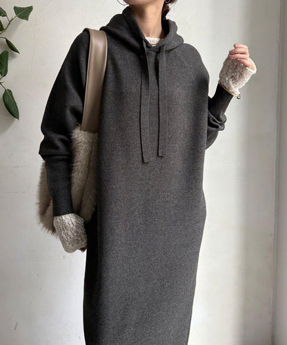 連帽針織連衣裙