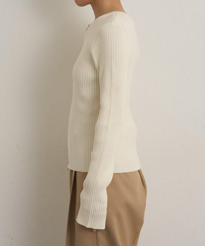 雙拉鍊羅紋開衫