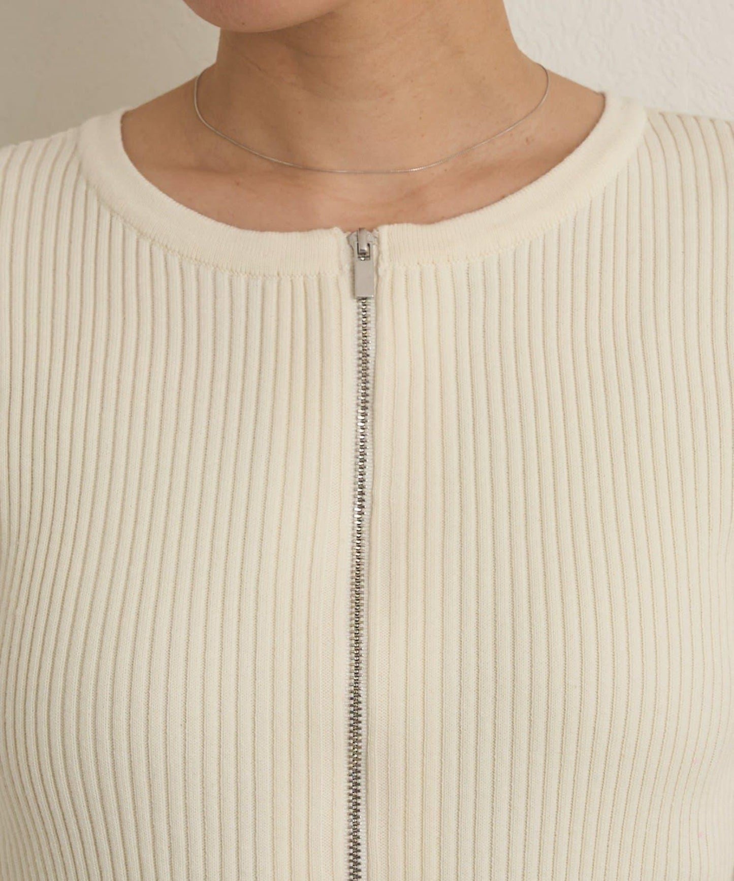 雙拉鍊羅紋開衫