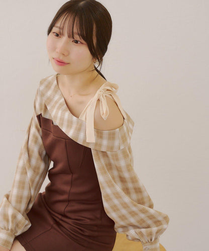 【RMAF】拼接單肩迷你連衣裙