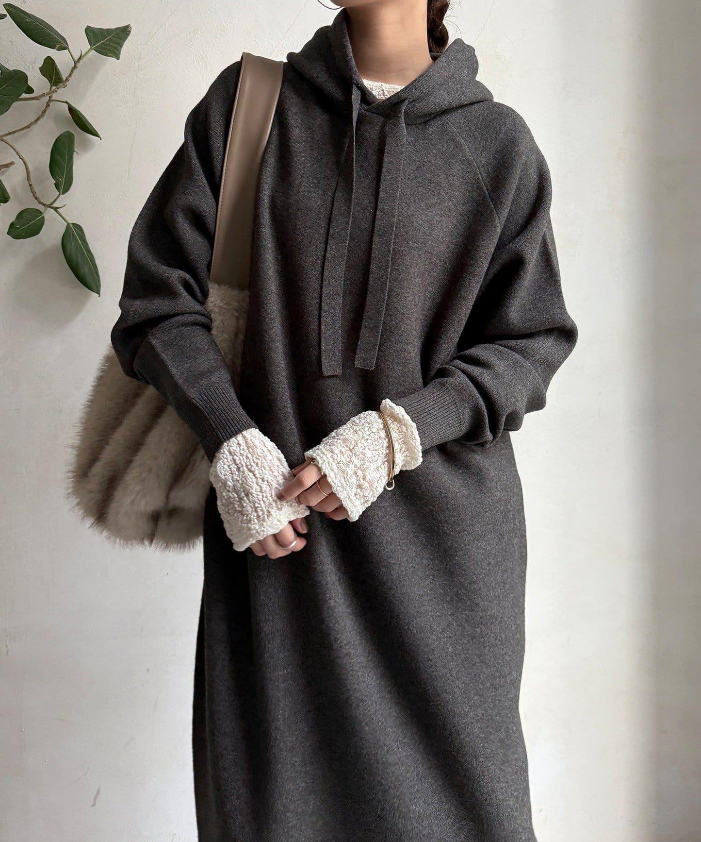 連帽針織連衣裙