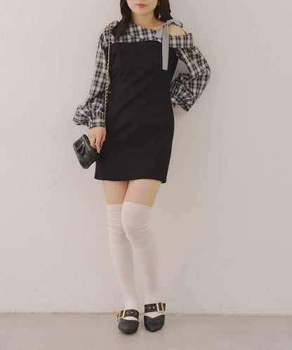 【RMAF】拼接單肩迷你連衣裙