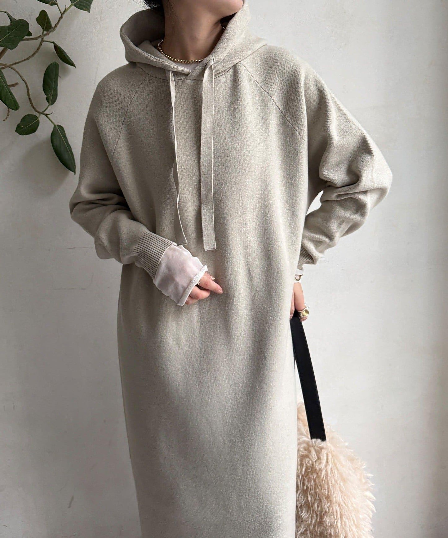 連帽針織連衣裙