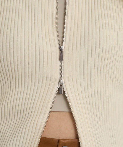 雙拉鍊羅紋開衫