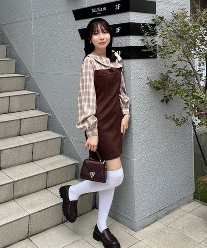 【RMAF】拼接單肩迷你連衣裙