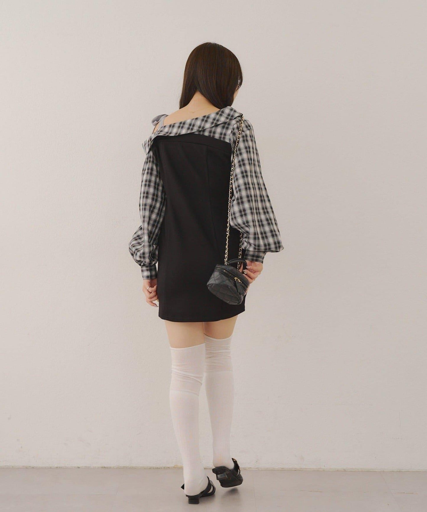 【RMAF】拼接單肩迷你連衣裙