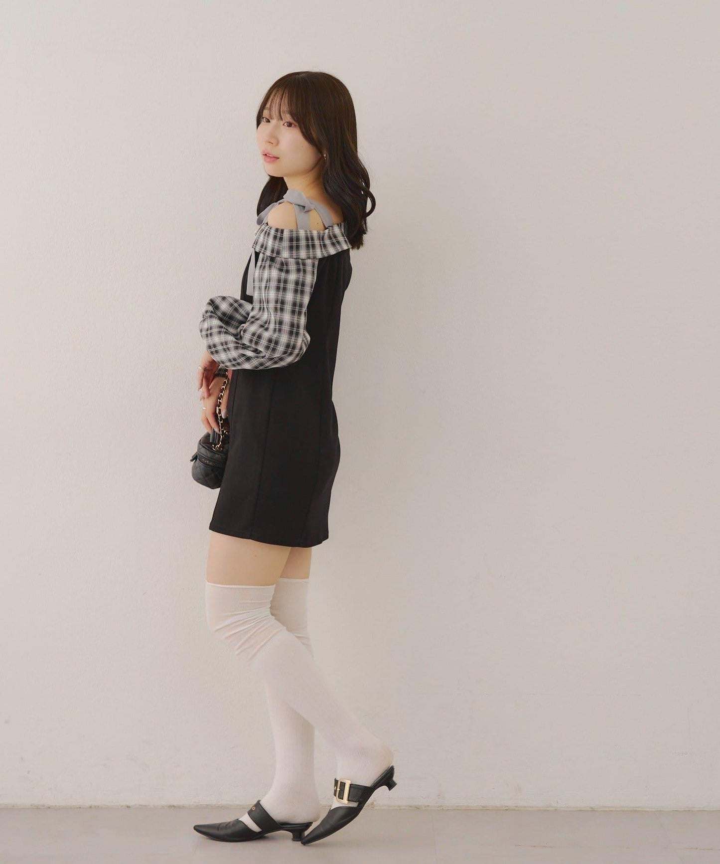 【RMAF】拼接單肩迷你連衣裙