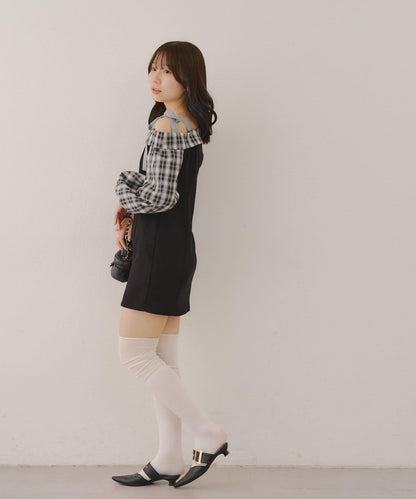 【RMAF】拼接單肩迷你連衣裙