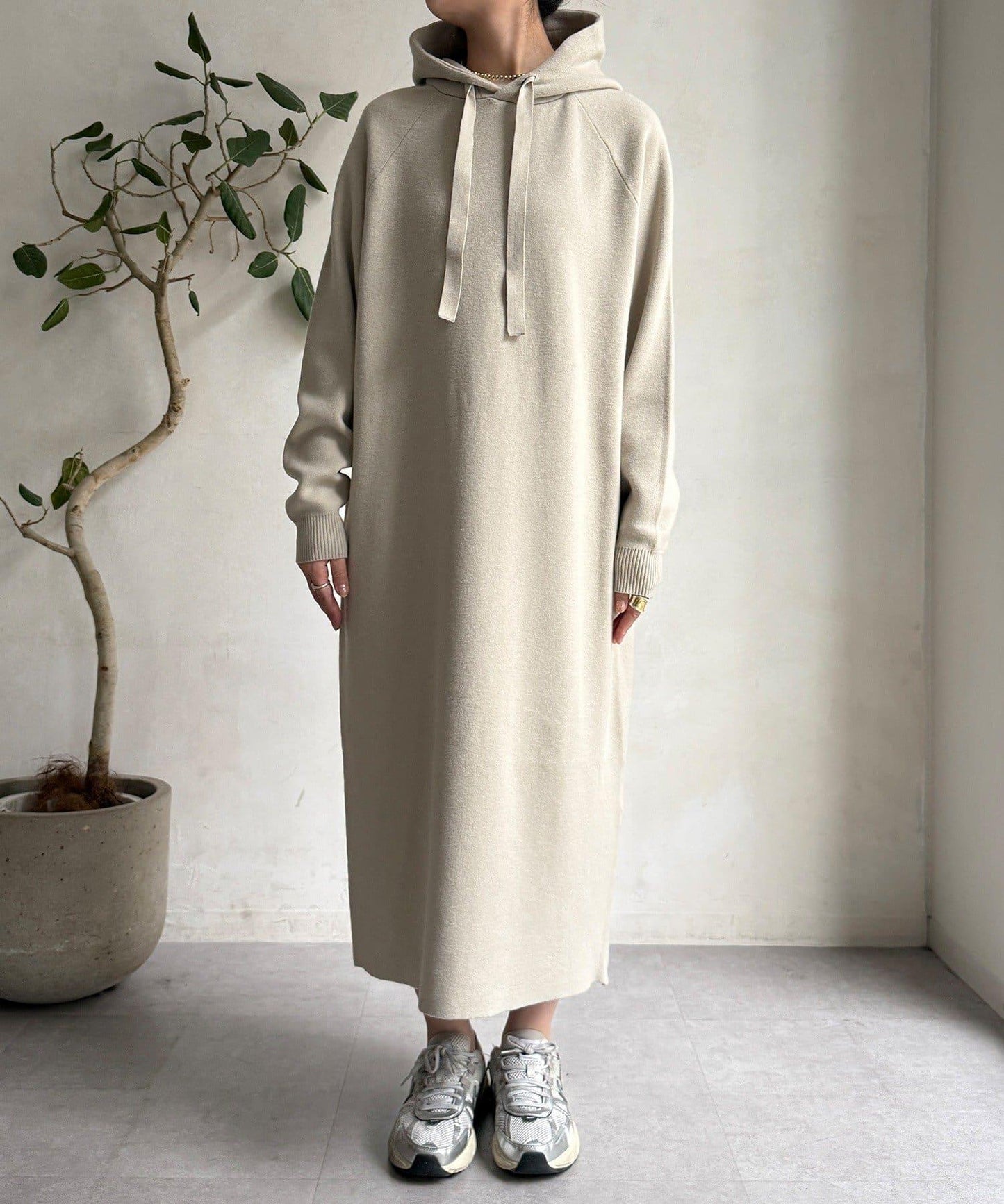 連帽針織連衣裙