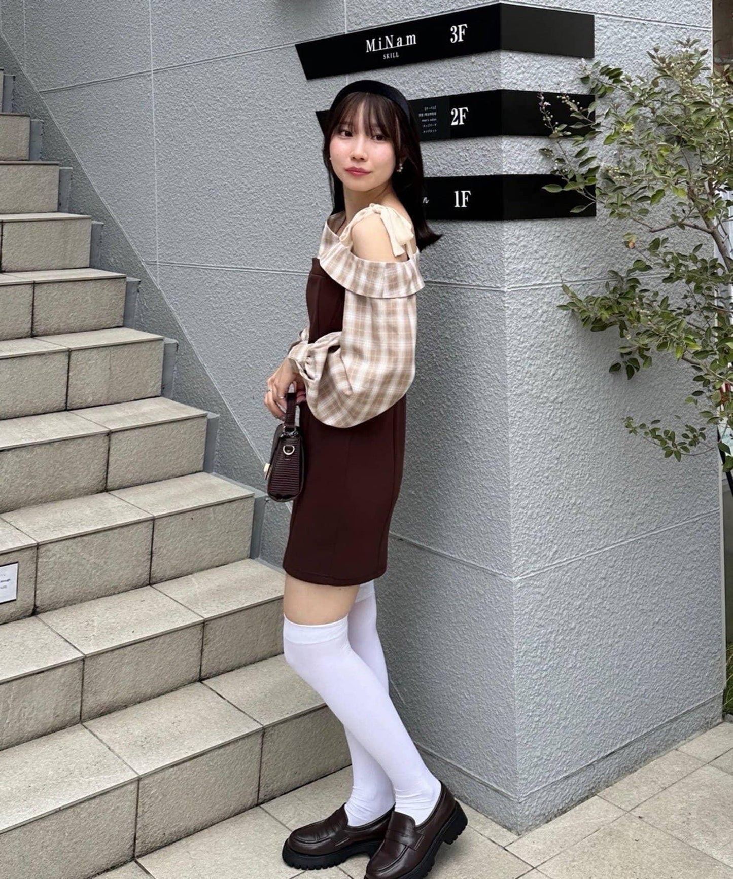 【RMAF】拼接單肩迷你連衣裙