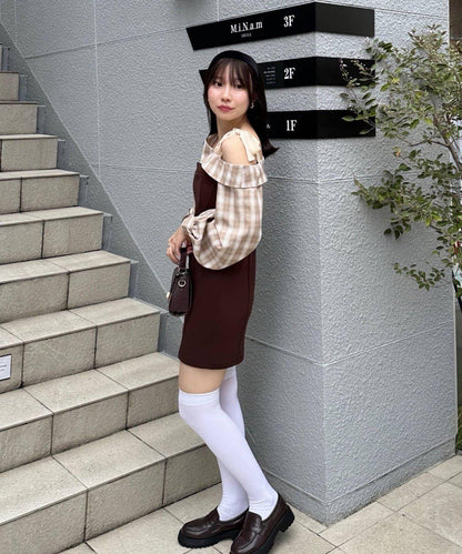 【RMAF】拼接單肩迷你連衣裙