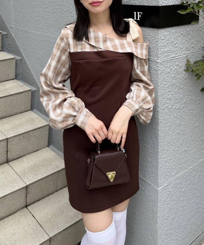 【RMAF】拼接單肩迷你連衣裙