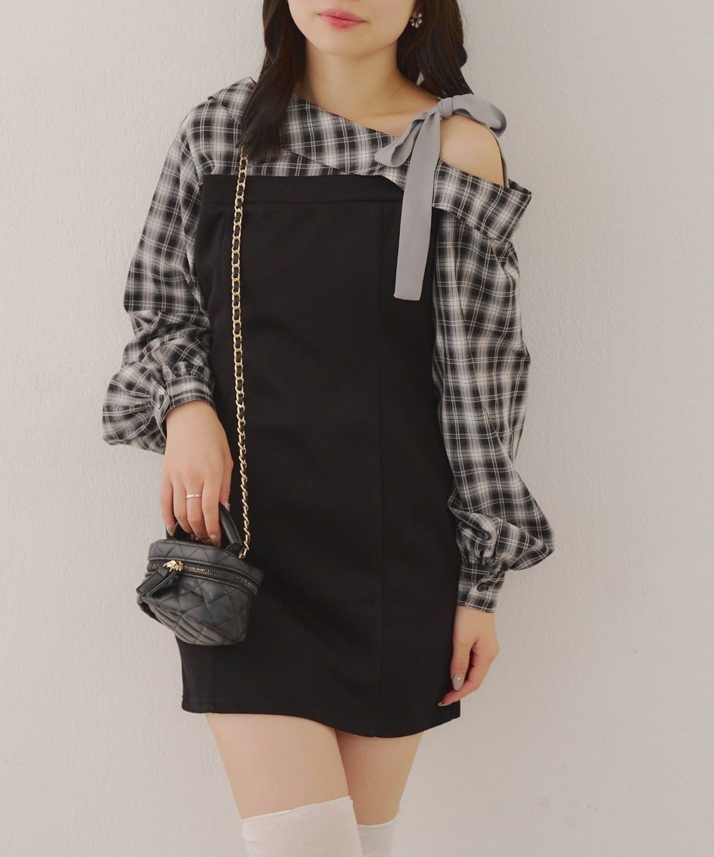 【RMAF】拼接單肩迷你連衣裙