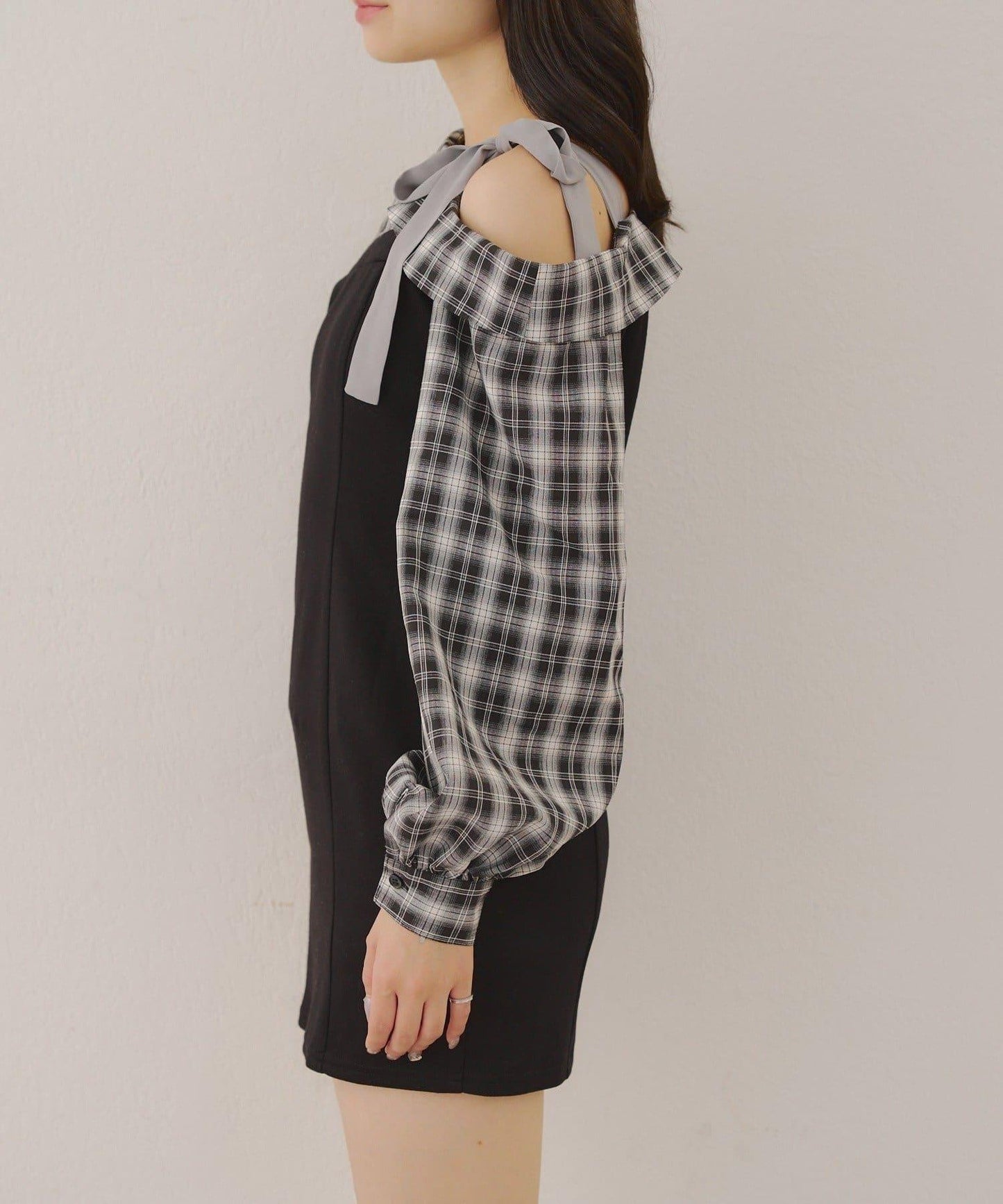 【RMAF】拼接單肩迷你連衣裙