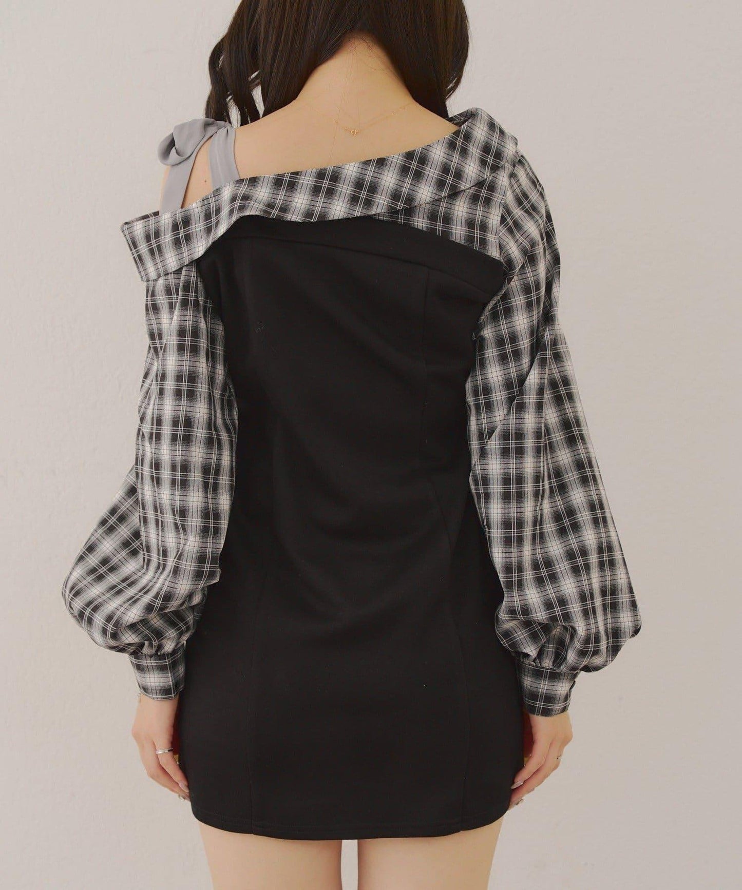 【RMAF】拼接單肩迷你連衣裙