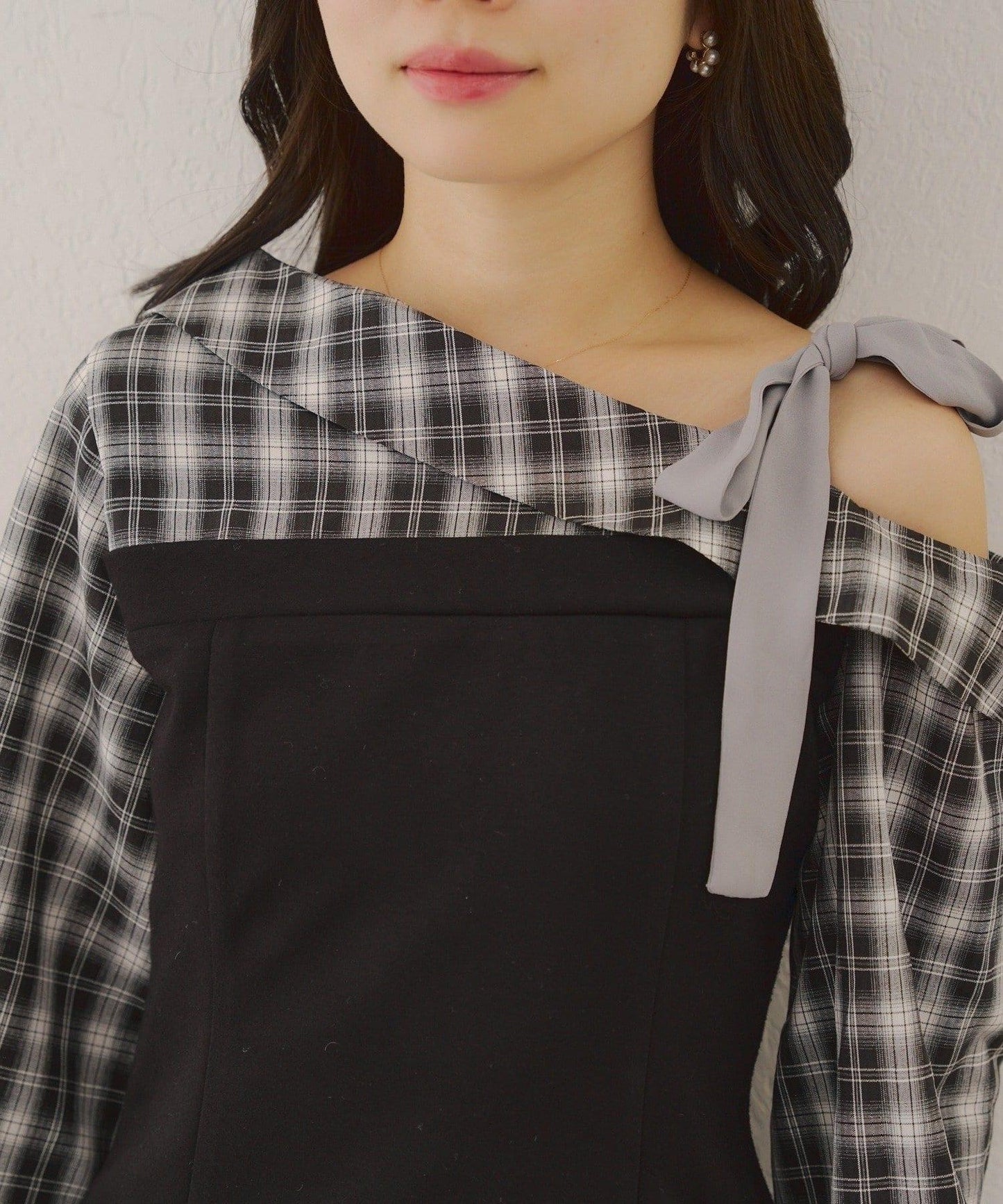 【RMAF】拼接單肩迷你連衣裙