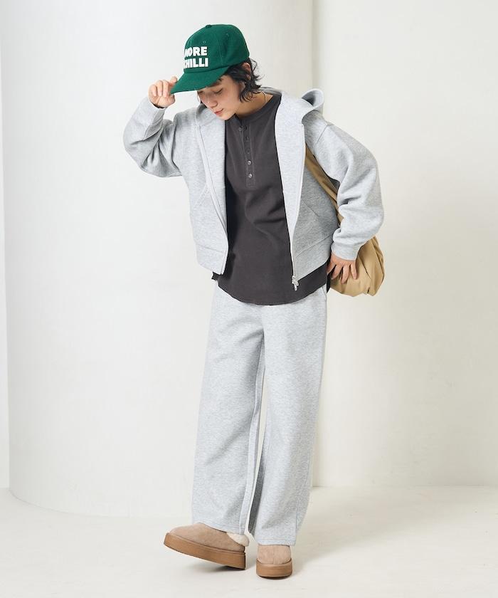 【套裝商品】粘合短款拉鍊連帽衛衣長褲套裝