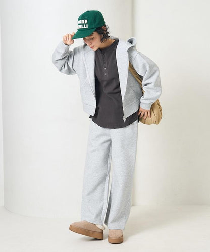 【套裝商品】粘合短款拉鍊連帽衛衣長褲套裝