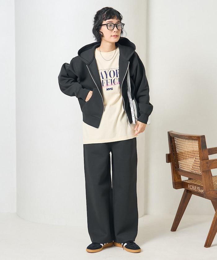 【套裝商品】粘合短款拉鍊連帽衛衣長褲套裝