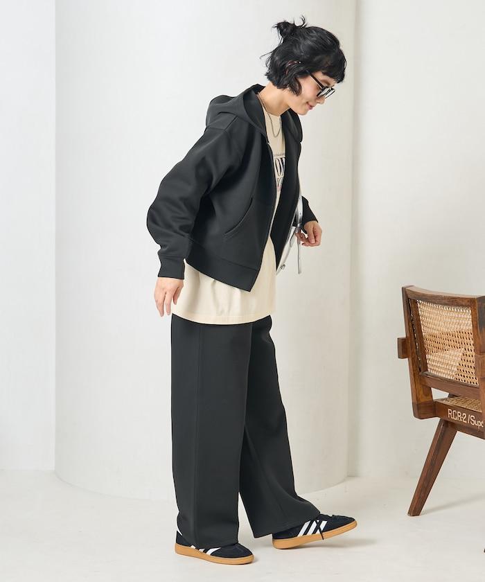 【套裝商品】粘合短款拉鍊連帽衛衣長褲套裝