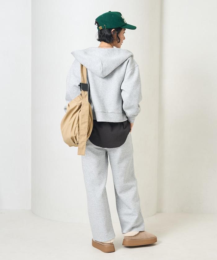 【套裝商品】粘合短款拉鍊連帽衛衣長褲套裝