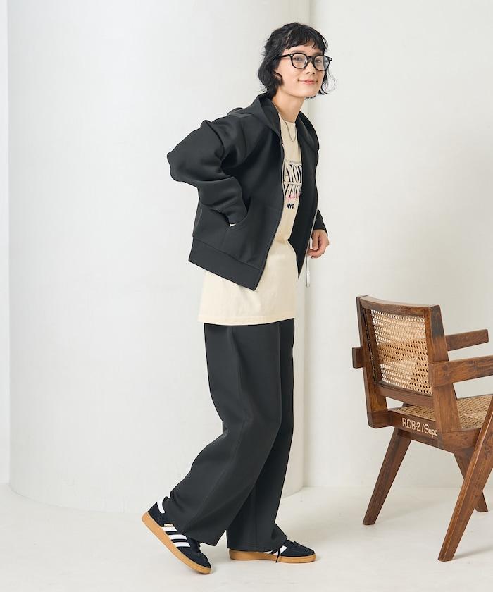 【套裝商品】粘合短款拉鍊連帽衛衣長褲套裝