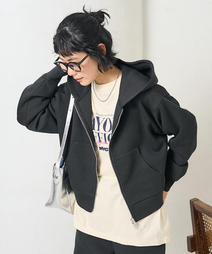 【套裝商品】粘合短款拉鍊連帽衛衣長褲套裝