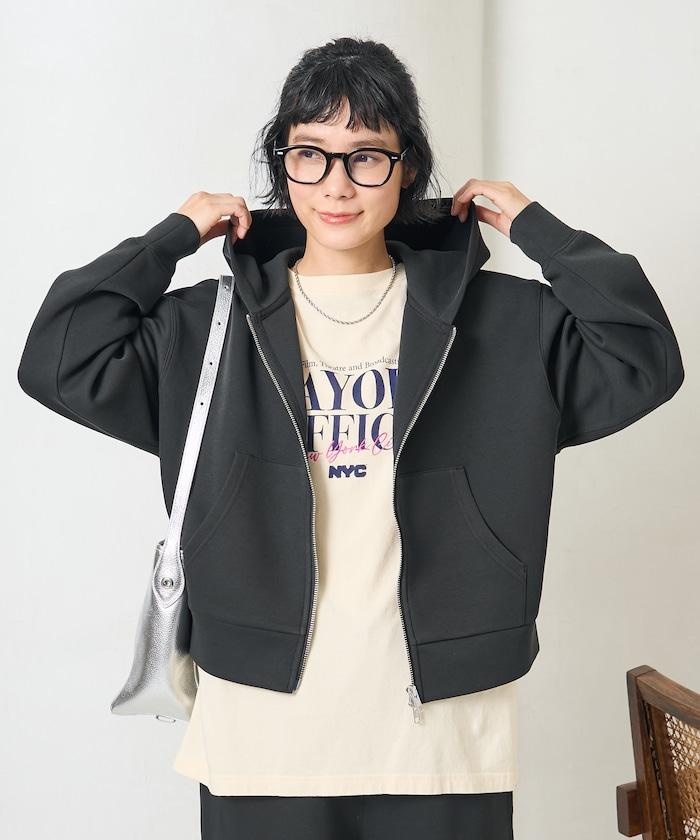 【套裝商品】粘合短款拉鍊連帽衛衣長褲套裝