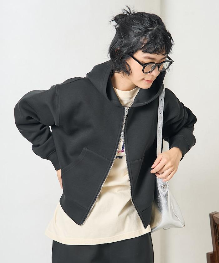 【套裝商品】粘合短款拉鍊連帽衛衣長褲套裝