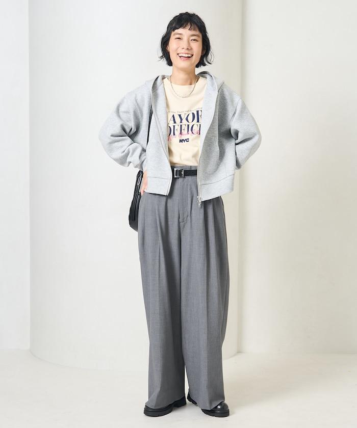 【套裝商品】粘合短款拉鍊連帽衛衣長褲套裝