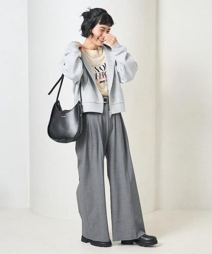 【套裝商品】粘合短款拉鍊連帽衛衣長褲套裝