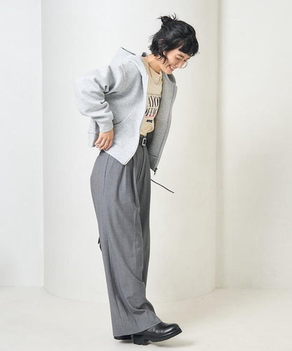 【套裝商品】粘合短款拉鍊連帽衛衣長褲套裝