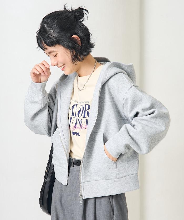 【套裝商品】粘合短款拉鍊連帽衛衣長褲套裝