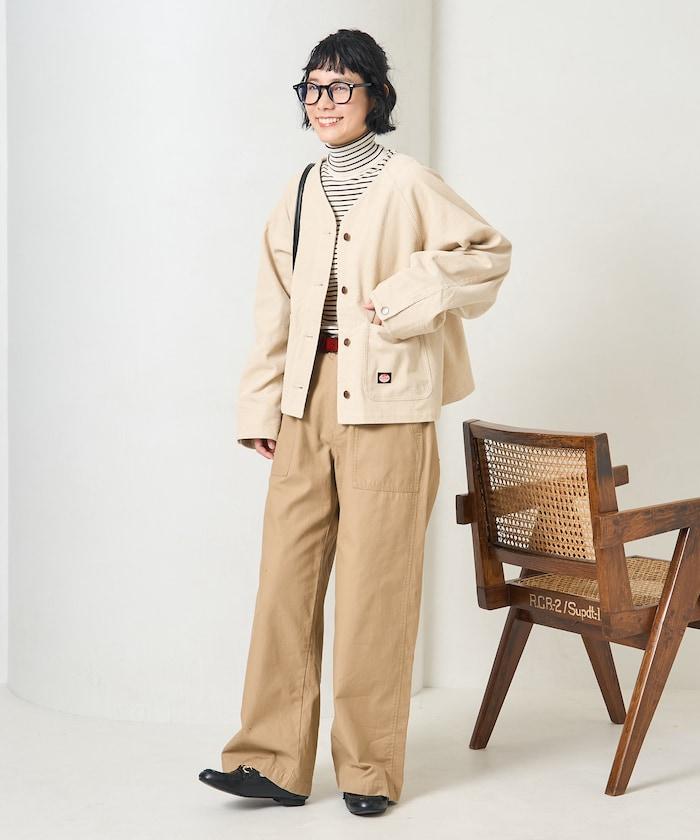 特別款燈芯絨無領V領夾克＜可搭配套裝＞