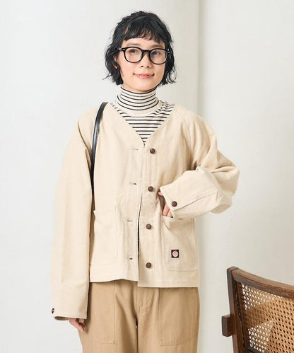 特別款燈芯絨無領V領夾克＜可搭配套裝＞