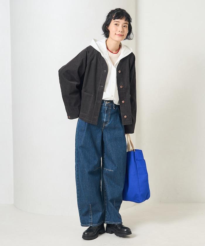 特別款燈芯絨無領V領夾克＜可搭配套裝＞