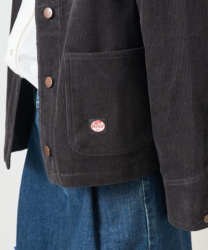 特別款燈芯絨無領V領夾克＜可搭配套裝＞