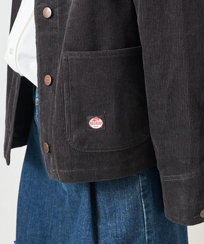 特別款燈芯絨無領V領夾克＜可搭配套裝＞